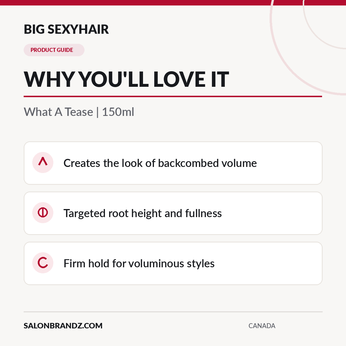 Big SexyHair What A Tease 150ml - Product benefits | Salonbrandz