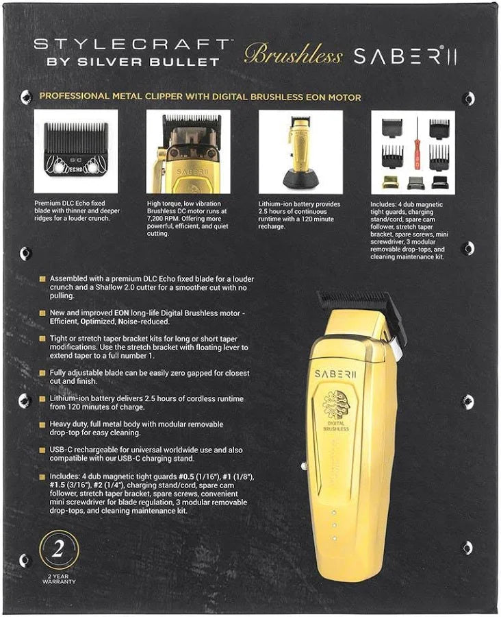 StyleCraft Saber 2 Hair Clipper in Gold