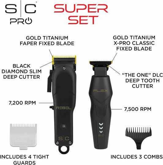 StyleCraft Super Set – Rebel Clipper & Flex Trimmer Combo with Travel Case
